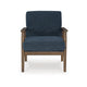 Ashley Bixy Accent Chair | 31’’ | Brown Wood Armrests | Dark Blue Polyester