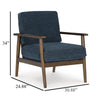 Ashley Bixy Accent Chair | 31’’ | Brown Wood Armrests | Dark Blue Polyester