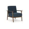 Ashley Bixy Accent Chair | 31" | Brown Wood Armrests | Dark Blue Polyester