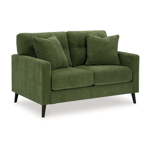 Ashley Bixy Loveseat | 57" | Dark Green | Track Armrest | 2 Accent Pillows