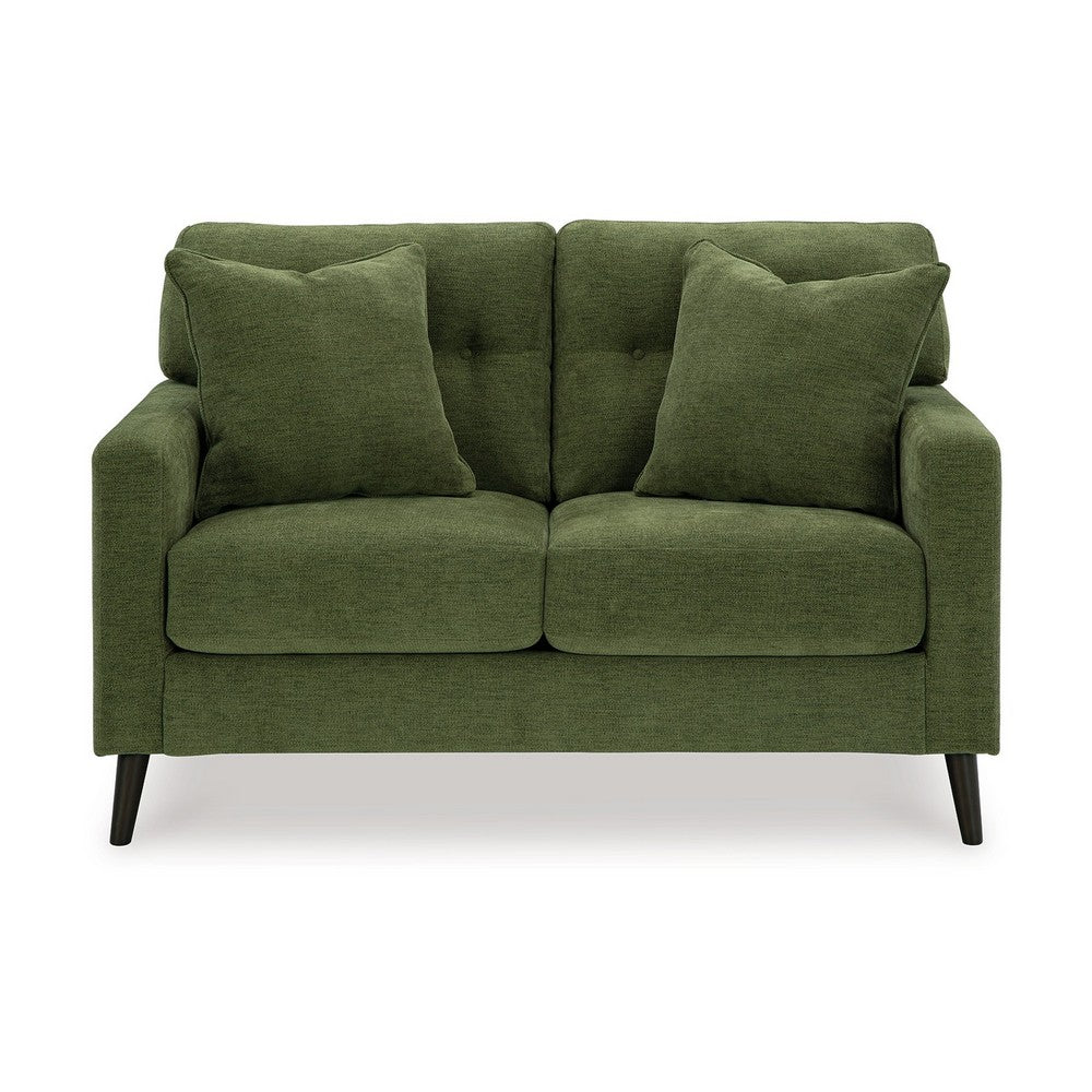 Ashley Bixy Loveseat | 57" | Dark Green | Track Armrest | 2 Accent Pillows