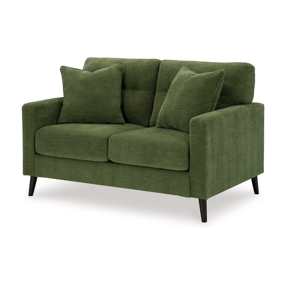Ashley Bixy Loveseat | 57" | Dark Green | Track Armrest | 2 Accent Pillows