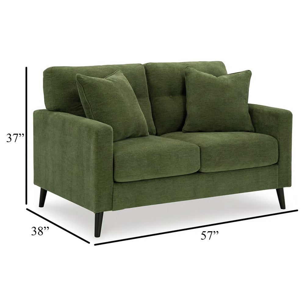 Ashley Bixy Loveseat | 57" | Dark Green | Track Armrest | 2 Accent Pillows