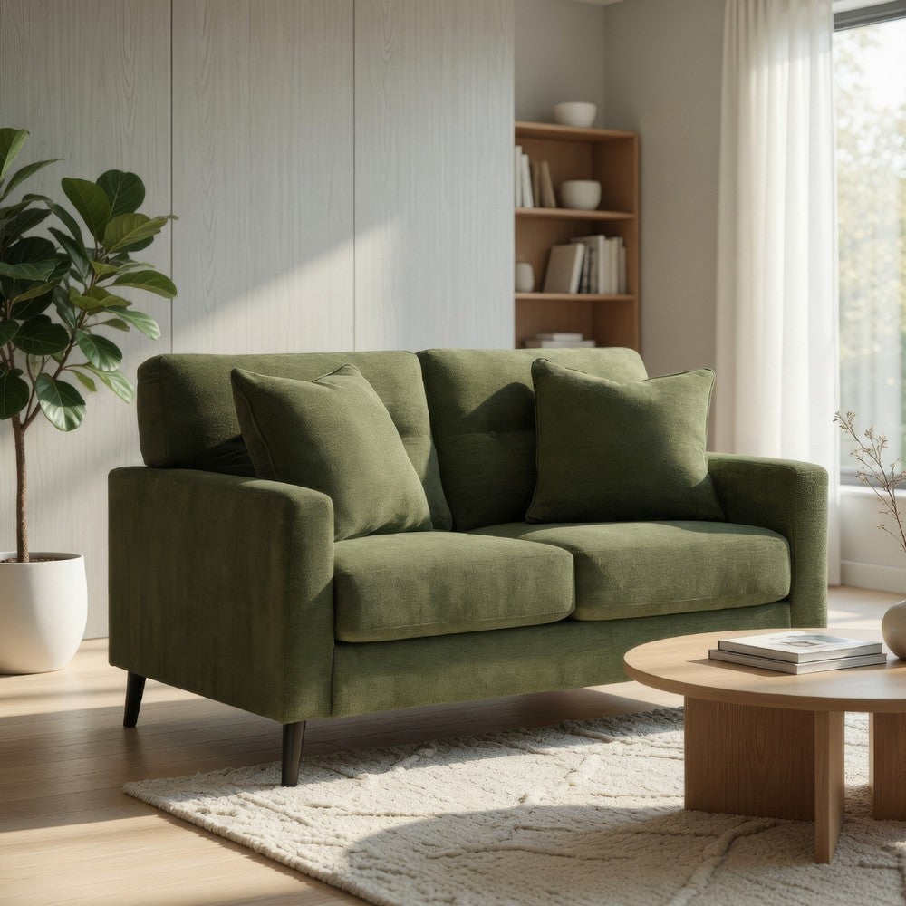 Ashley Bixy Loveseat | 57" | Dark Green | Track Armrest | 2 Accent Pillows