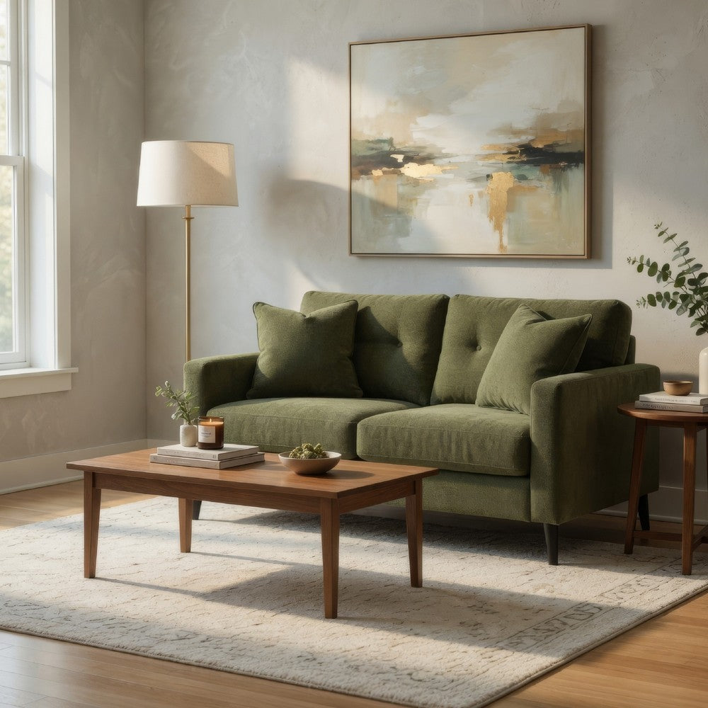 Ashley Bixy Loveseat | 57" | Dark Green | Track Armrest | 2 Accent Pillows