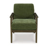 Ashley Bixy Accent Chair | 31" | Brown Wood Armrests | Dark Green Polyester