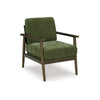 Ashley Bixy Accent Chair | 31" | Brown Wood Armrests | Dark Green Polyester