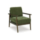Ashley Bixy Accent Chair | 31" | Brown Wood Armrests | Dark Green Polyester