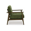 Ashley Bixy Accent Chair | 31" | Brown Wood Armrests | Dark Green Polyester