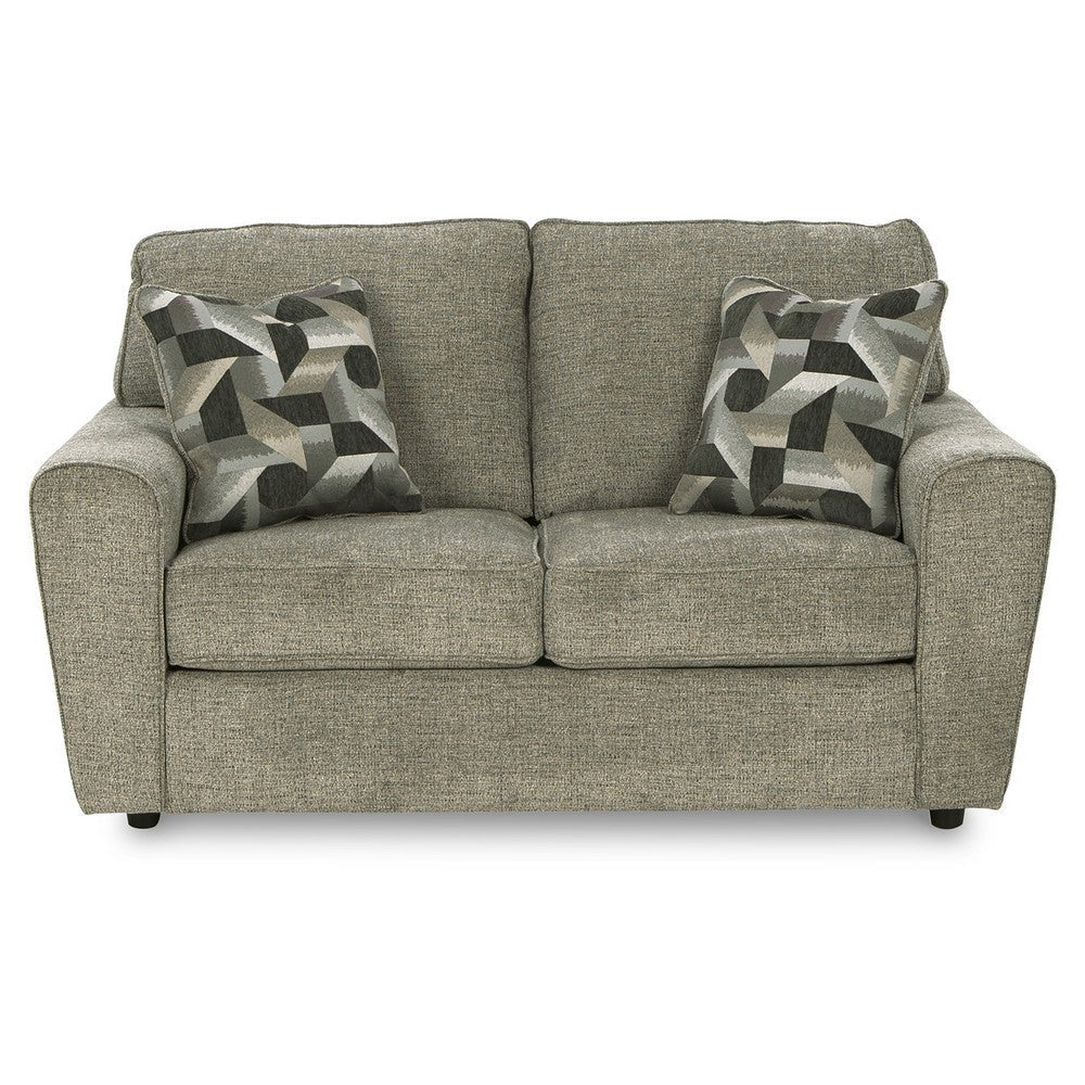 Ashley Timu Loveseat | 63’’ Light Gray Polyester | Track Armrests | 2 Pillows BM332933
