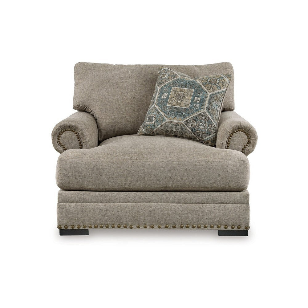 Ashley Golo Accent Armchair | Throw Pillow | 44’’ Taupe Gray | Nailhead Trim BM332935