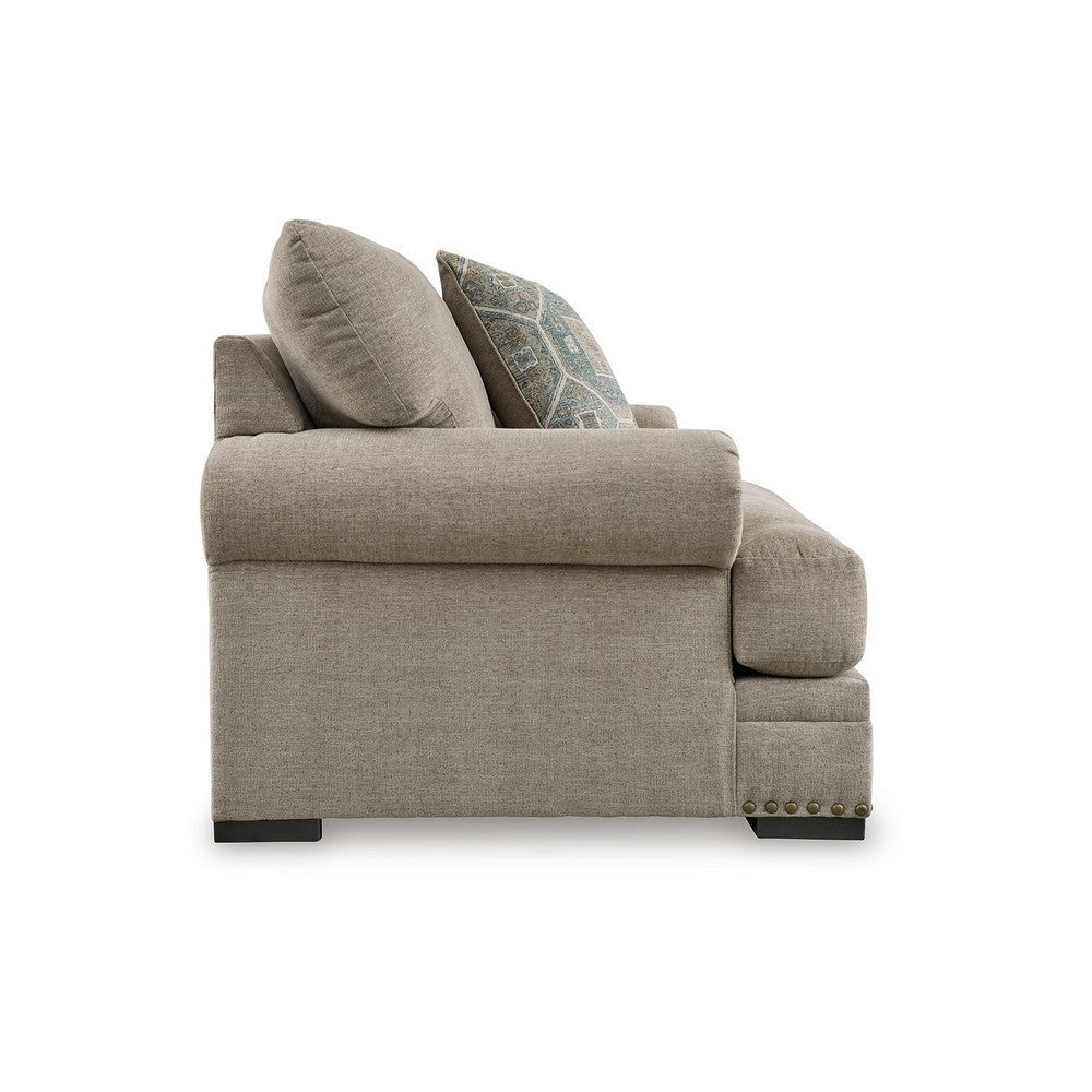 Ashley Golo Accent Armchair | Throw Pillow | 44’’ Taupe Gray | Nailhead Trim BM332935