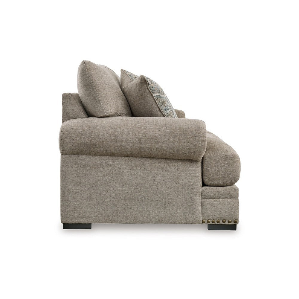 Ashley Golo Loveseat | 72’’ | 2 Accent Pillows | Gray Fabric | Nailhead Trim BM332936