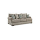 Ashley Golo Sofa | 5 Accent Pillows | 97" Taupe Gray Fabric | Nailhead Trim