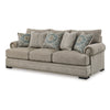 Ashley Golo Sofa | 5 Accent Pillows | 97’’ Taupe Gray Fabric | Nailhead Trim BM332937