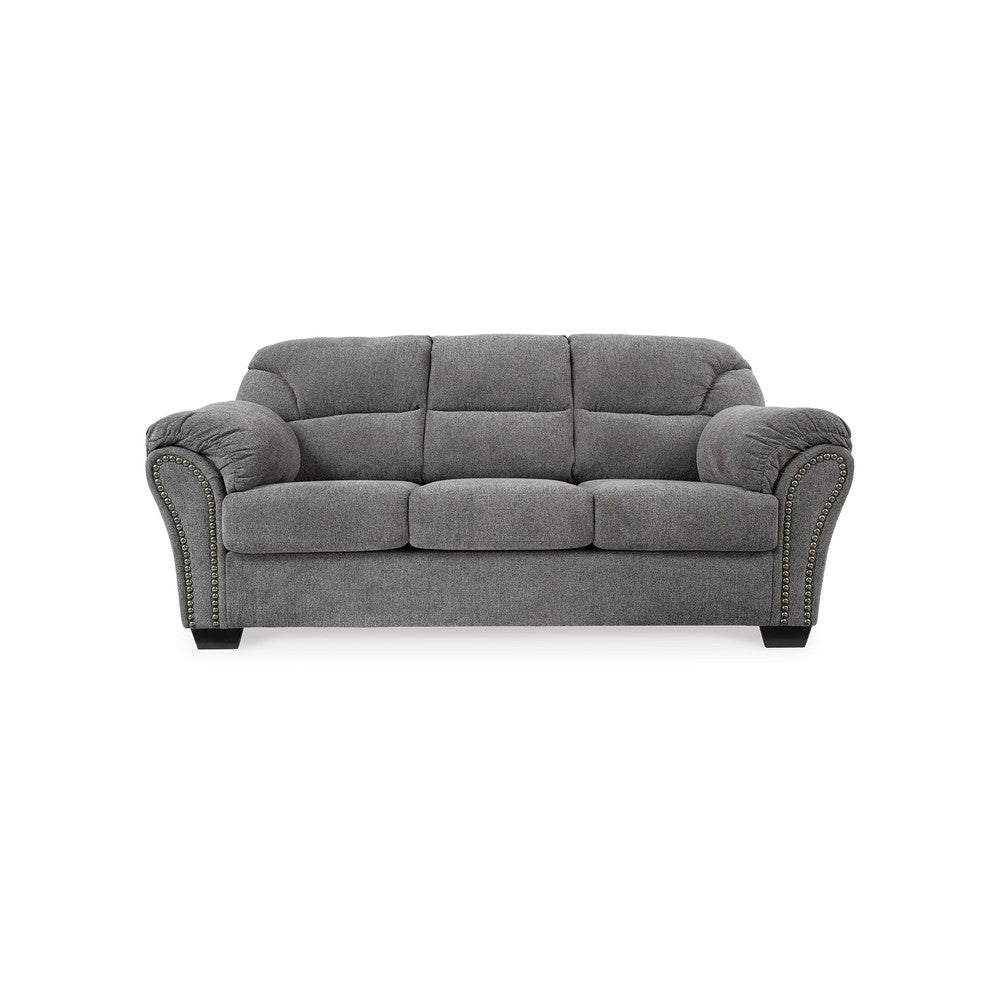 Ashley Lasy Sofa | Black Nailhead Trim and Dark Gray Polyester | Flared Arms BM332940