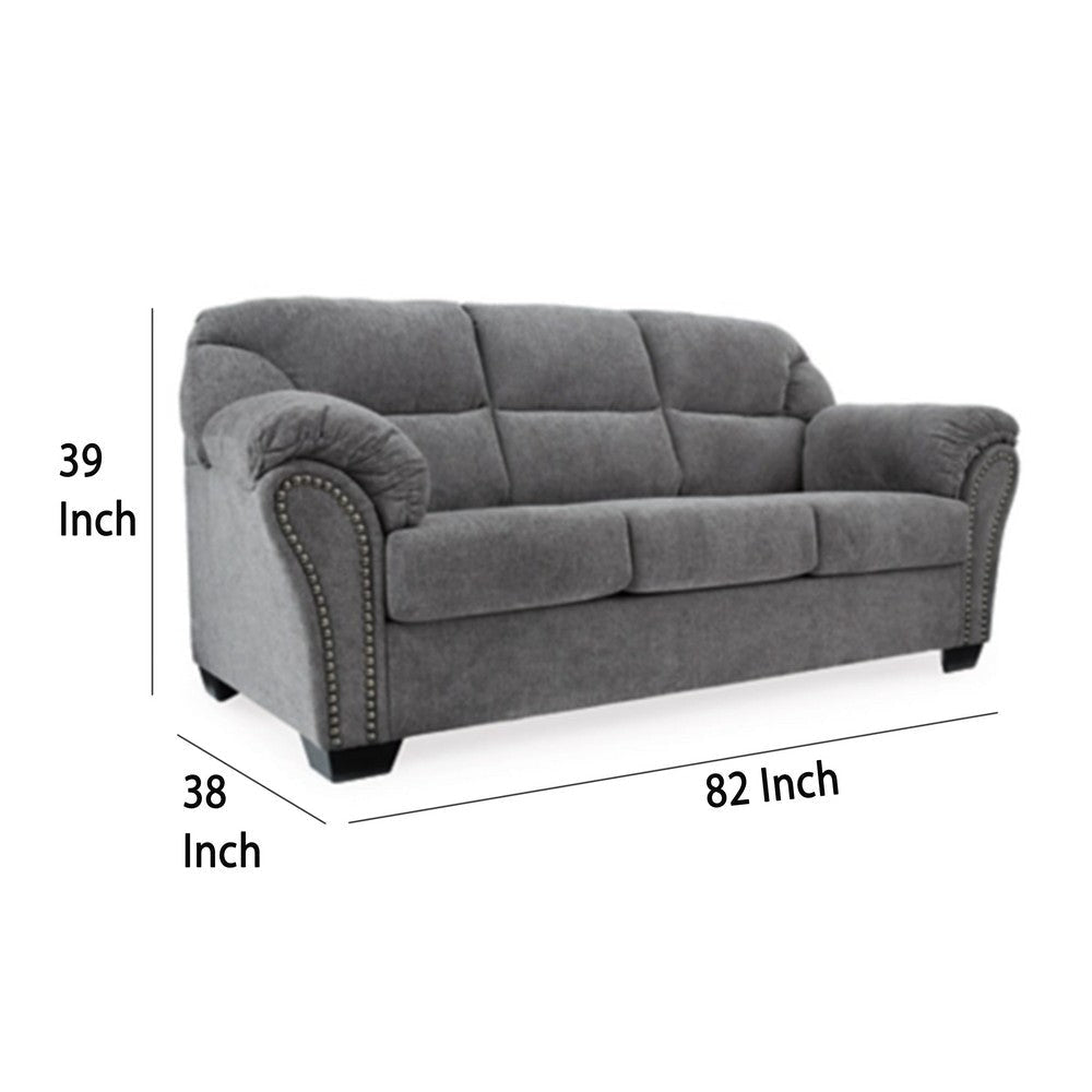 Ashley Lasy Sofa | Black Nailhead Trim and Dark Gray Polyester | Flared Arms BM332940
