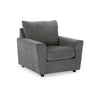 Ashley Ratty Armchair | 38" | Gray Polyester | Track Armrests | Welt Trims