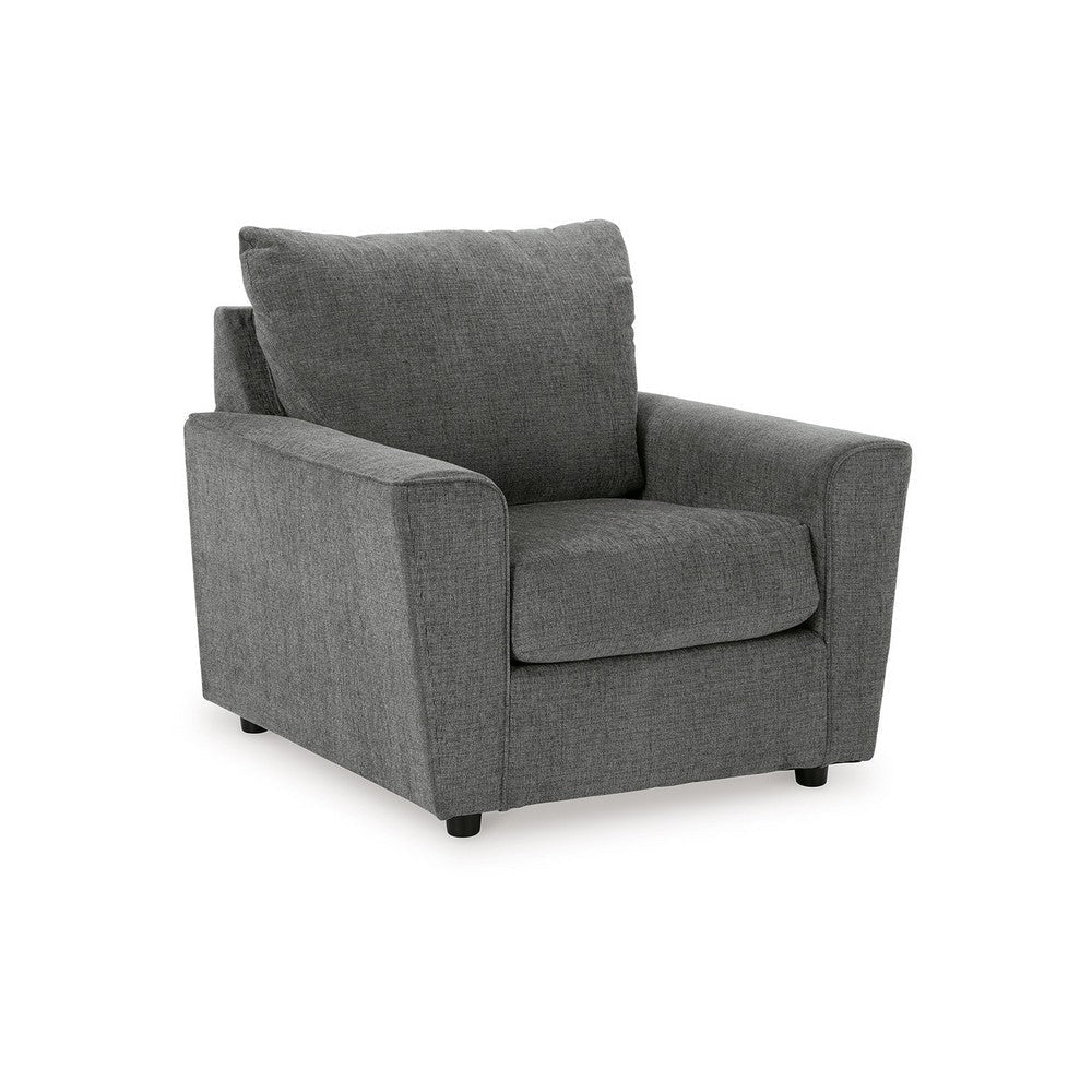 Ashley Ratty Armchair | 38" | Gray Polyester | Track Armrests | Welt Trims