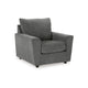 Ashley Ratty Armchair | 38" | Gray Polyester | Track Armrests | Welt Trims