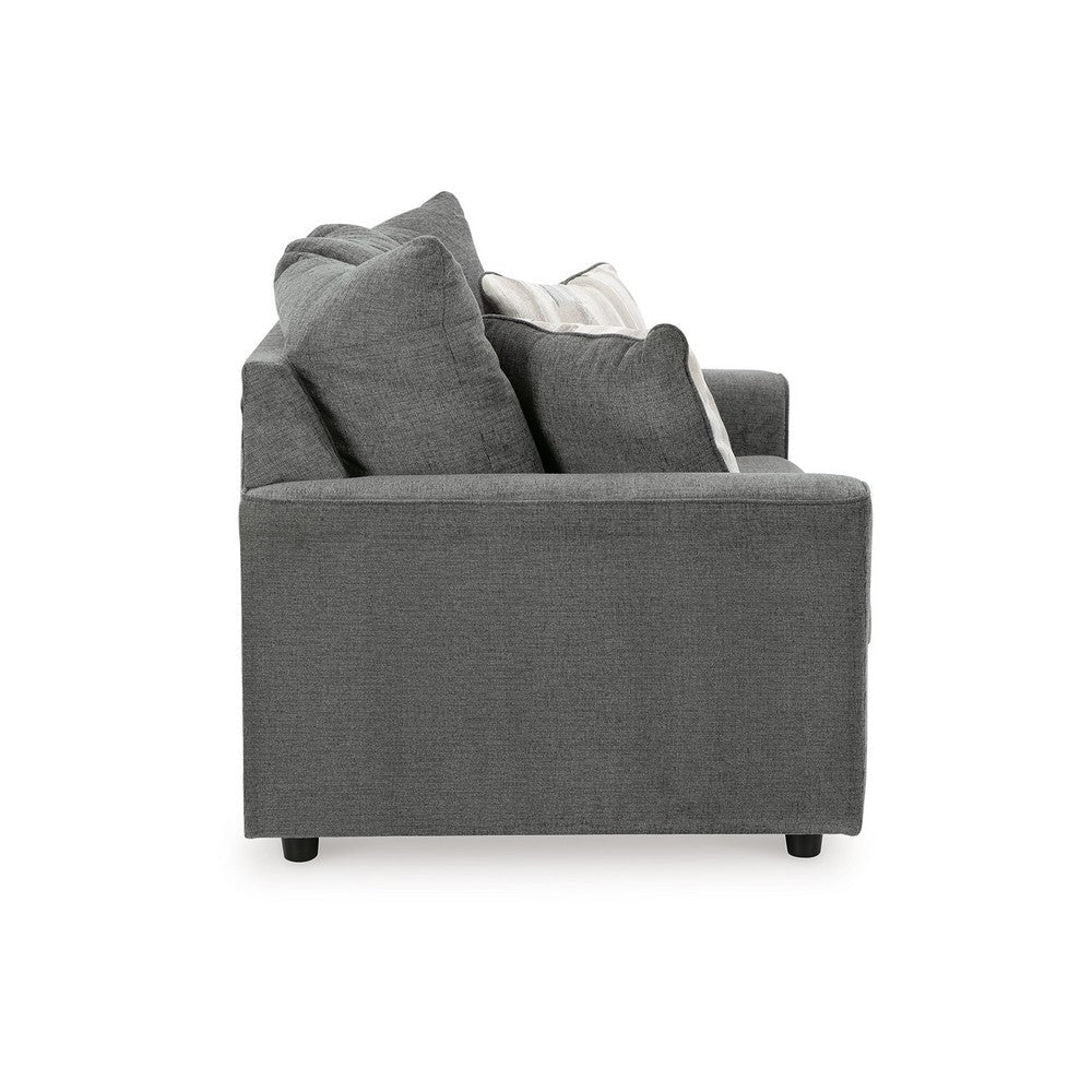 Ashley Ratty Loveseat | 63’’ Gray Polyester | Welt Trims | 2 Throw Pillows BM332943