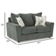 Ashley Ratty Loveseat | 63’’ Gray Polyester | Welt Trims | 2 Throw Pillows BM332943