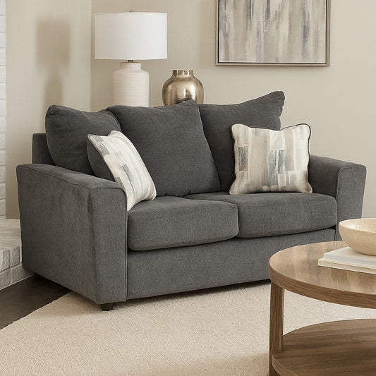 Ashley Ratty Loveseat | 63’’ Gray Polyester | Welt Trims | 2 Throw Pillows BM332943