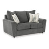 Ashley Ratty Loveseat | 63" Gray Polyester | Welt Trims | 2 Throw Pillows