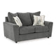 Ashley Ratty Loveseat | 63" Gray Polyester | Welt Trims | 2 Throw Pillows