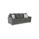 Ashley Ratty Sofa | 86" Gray Polyester | Welt Trims | 2 Accent Throw Pillows
