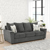 Ashley Ratty Sofa | 86" Gray Polyester | Welt Trims | 2 Accent Throw Pillows