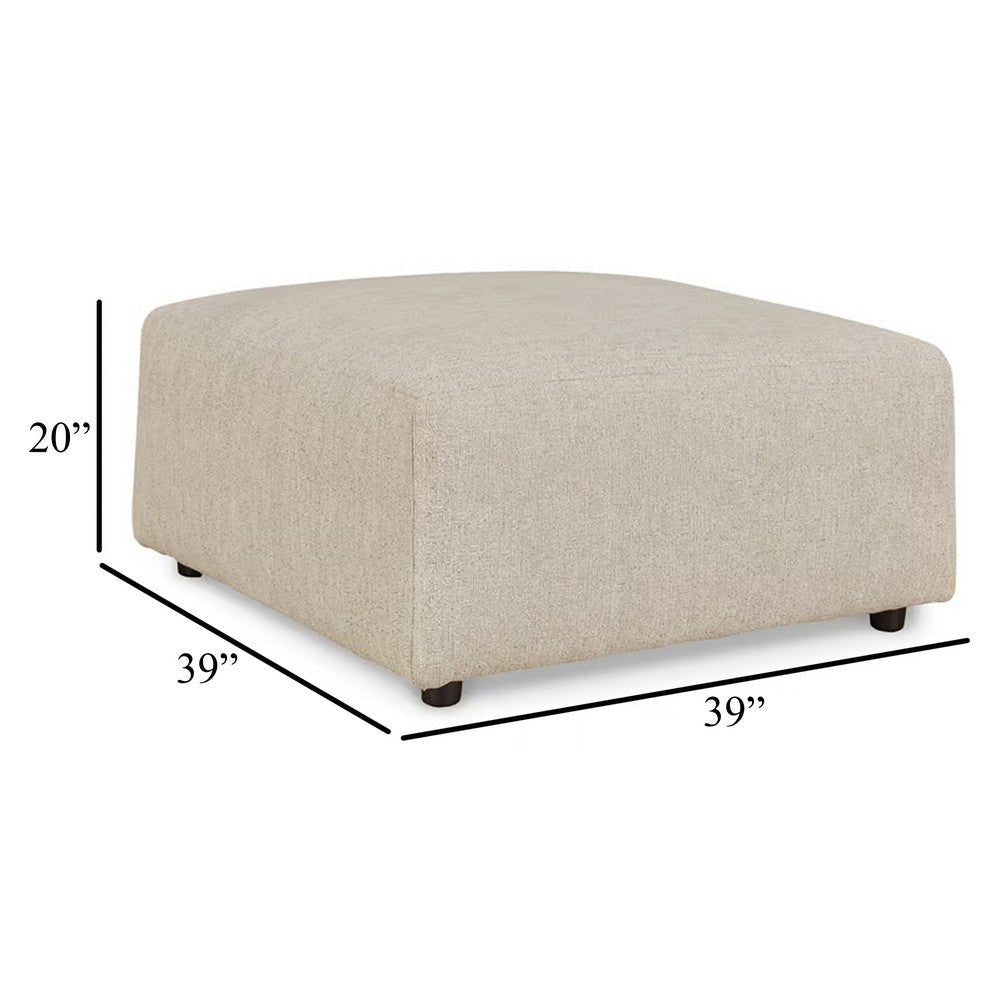 Ashley Felo Square Accent Ottoman | 39’’ Modern Beige Polyester Cushioned