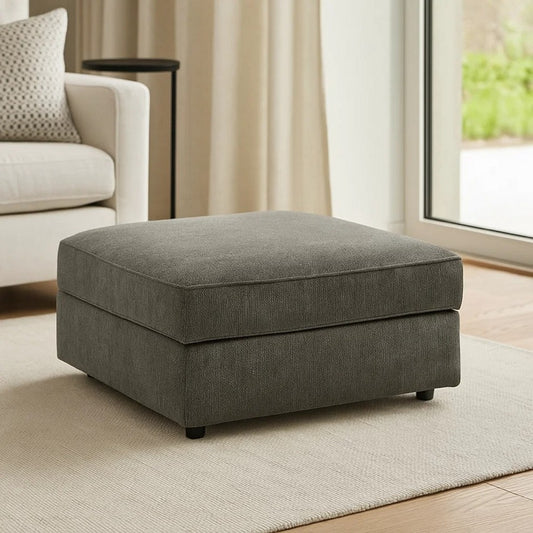 Ashley Fola Square Accent Ottoman | 37" Gray | Cupholders and Storage Top