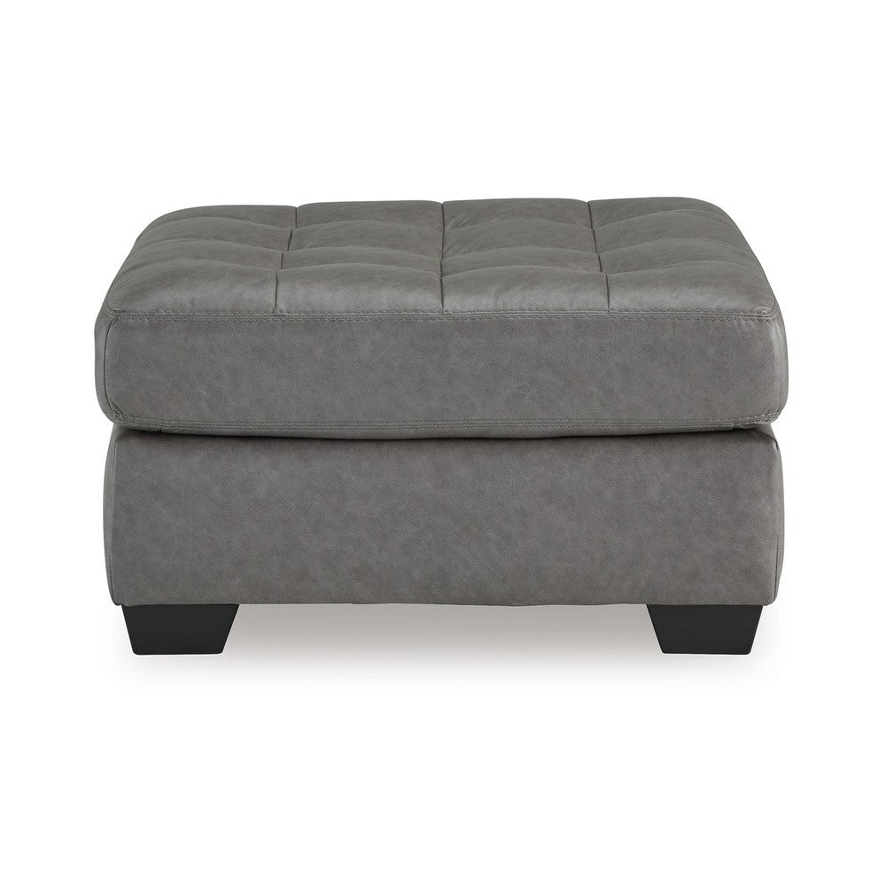 Ashley Lairi Accent Ottoman | 36’’ Square | Button Tufted Gray Faux Leather BM332959