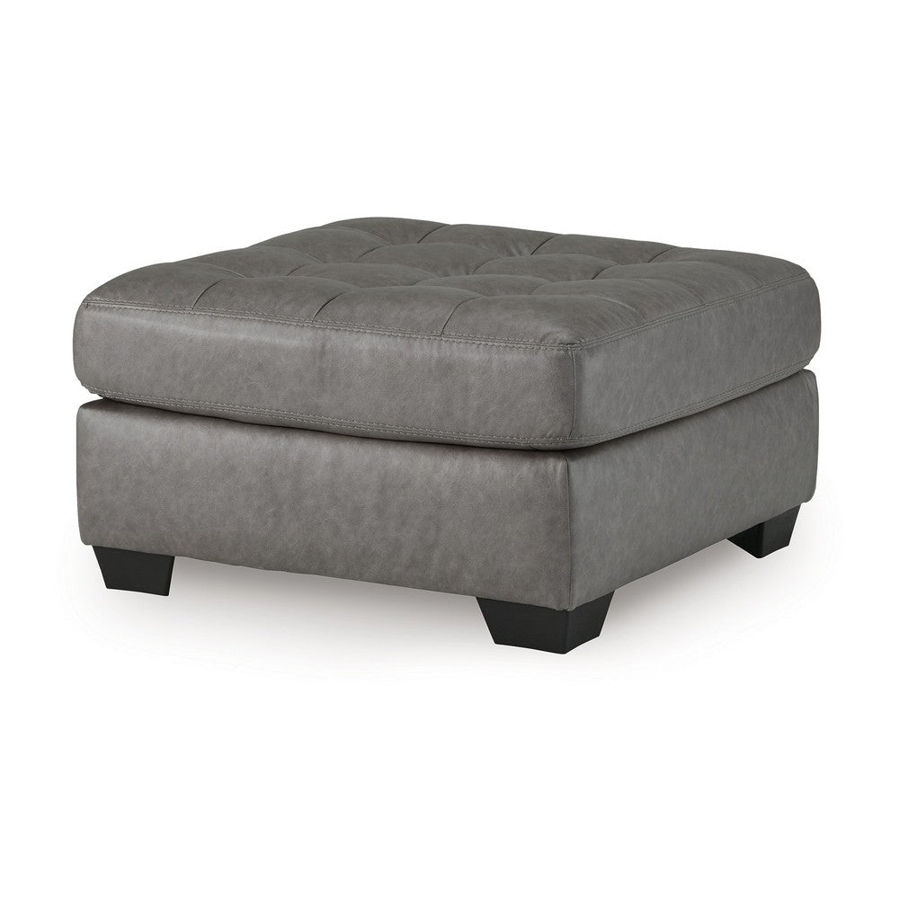 Ashley Lairi Accent Ottoman | 36’’ Square | Button Tufted Gray Faux Leather BM332959