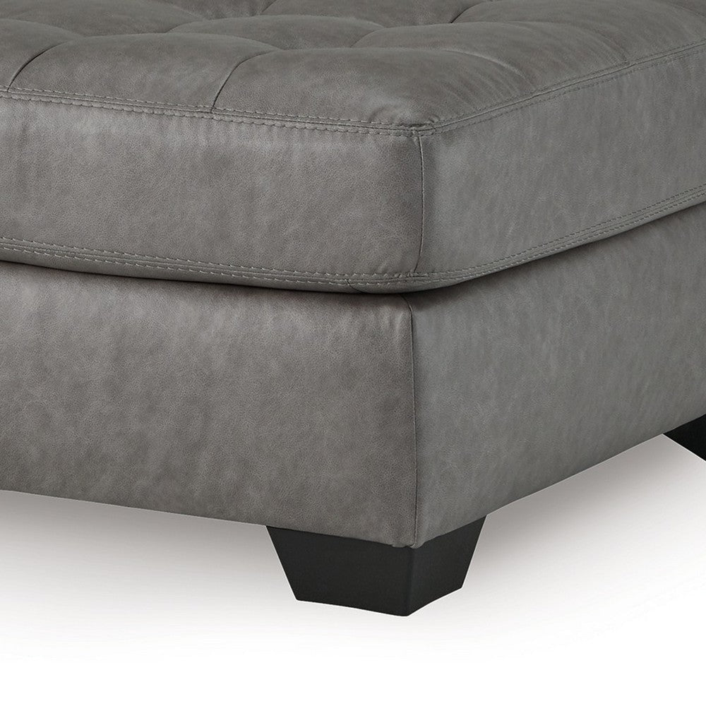 Ashley Lairi Accent Ottoman | 36’’ Square | Button Tufted Gray Faux Leather BM332959