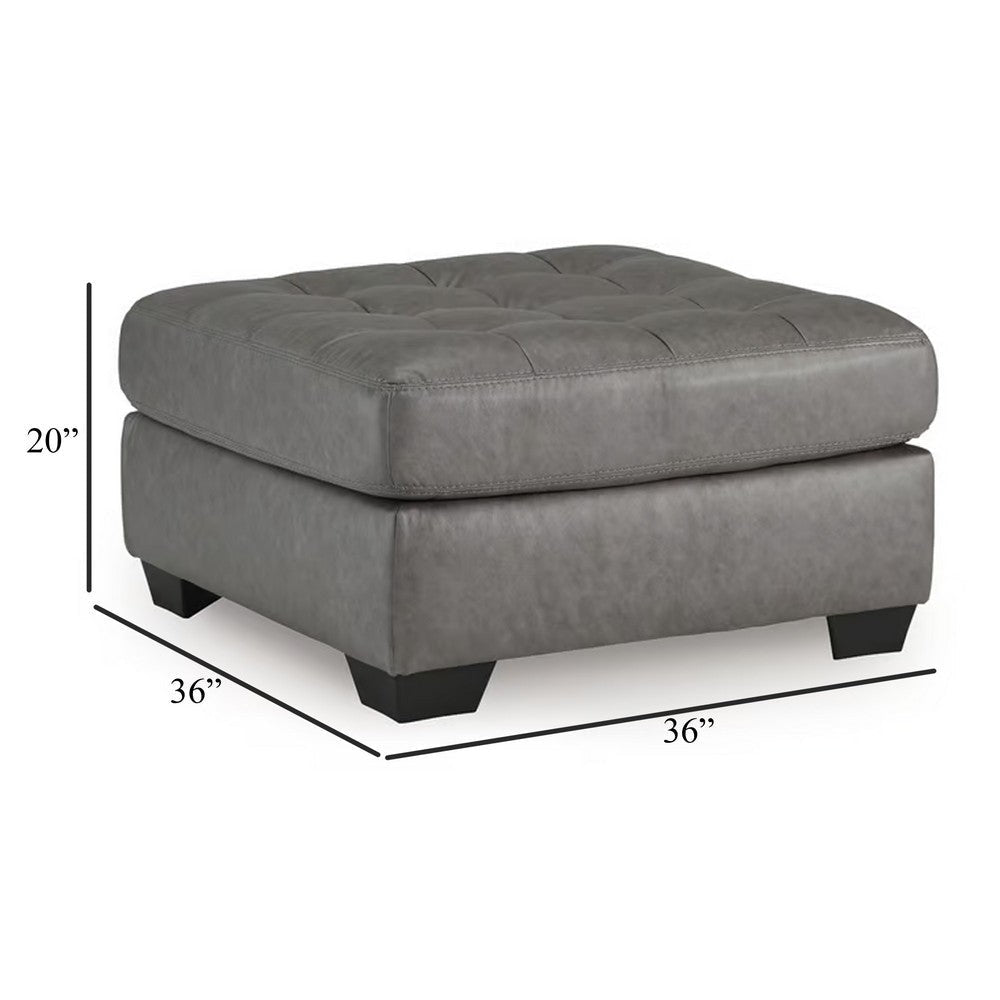 Ashley Lairi Accent Ottoman | 36’’ Square | Button Tufted Gray Faux Leather BM332959