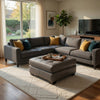 Ashley Lairi Accent Ottoman | 36" Square | Button Tufted Gray Faux Leather