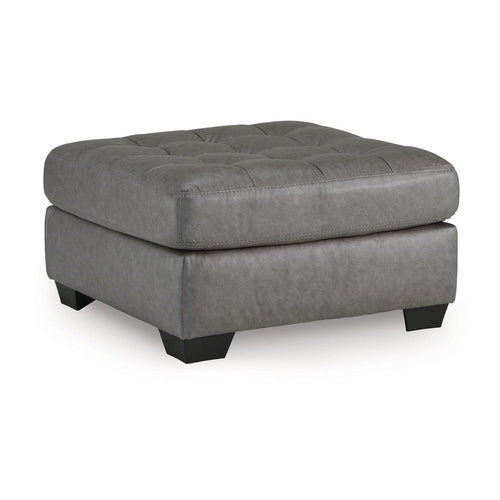 Ashley Lairi Accent Ottoman | 36" Square | Button Tufted Gray Faux Leather