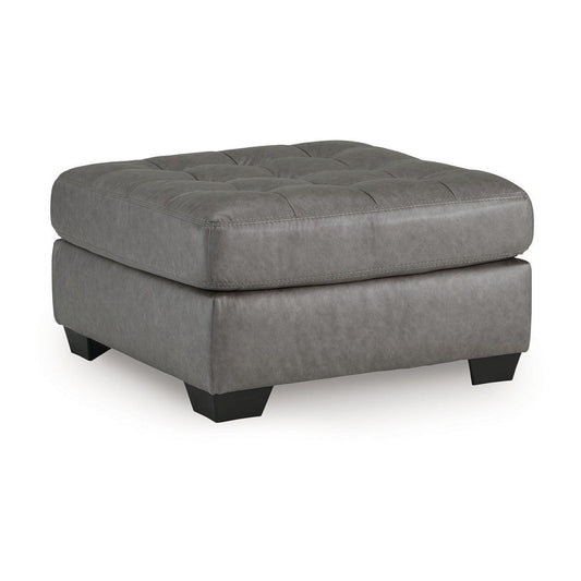 Ashley Lairi Accent Ottoman | 36" Square | Button Tufted Gray Faux Leather