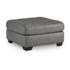 Ashley Lairi Accent Ottoman | 36" Square | Button Tufted Gray Faux Leather