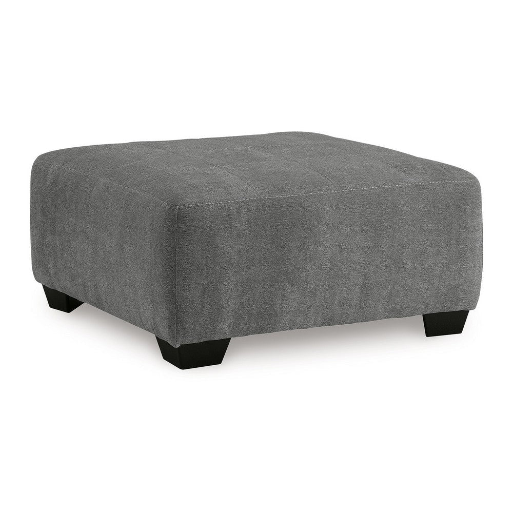 Ashley Dili Accent Ottoman | 40" Square | Jumbo Stitched Gray Polyester