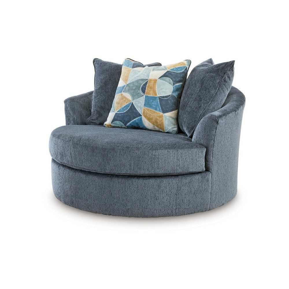 Ashley Maxo Accent Chair | 56’’ | 360 Swivel | 3 Accent Throw Pillows | Blue BM332962