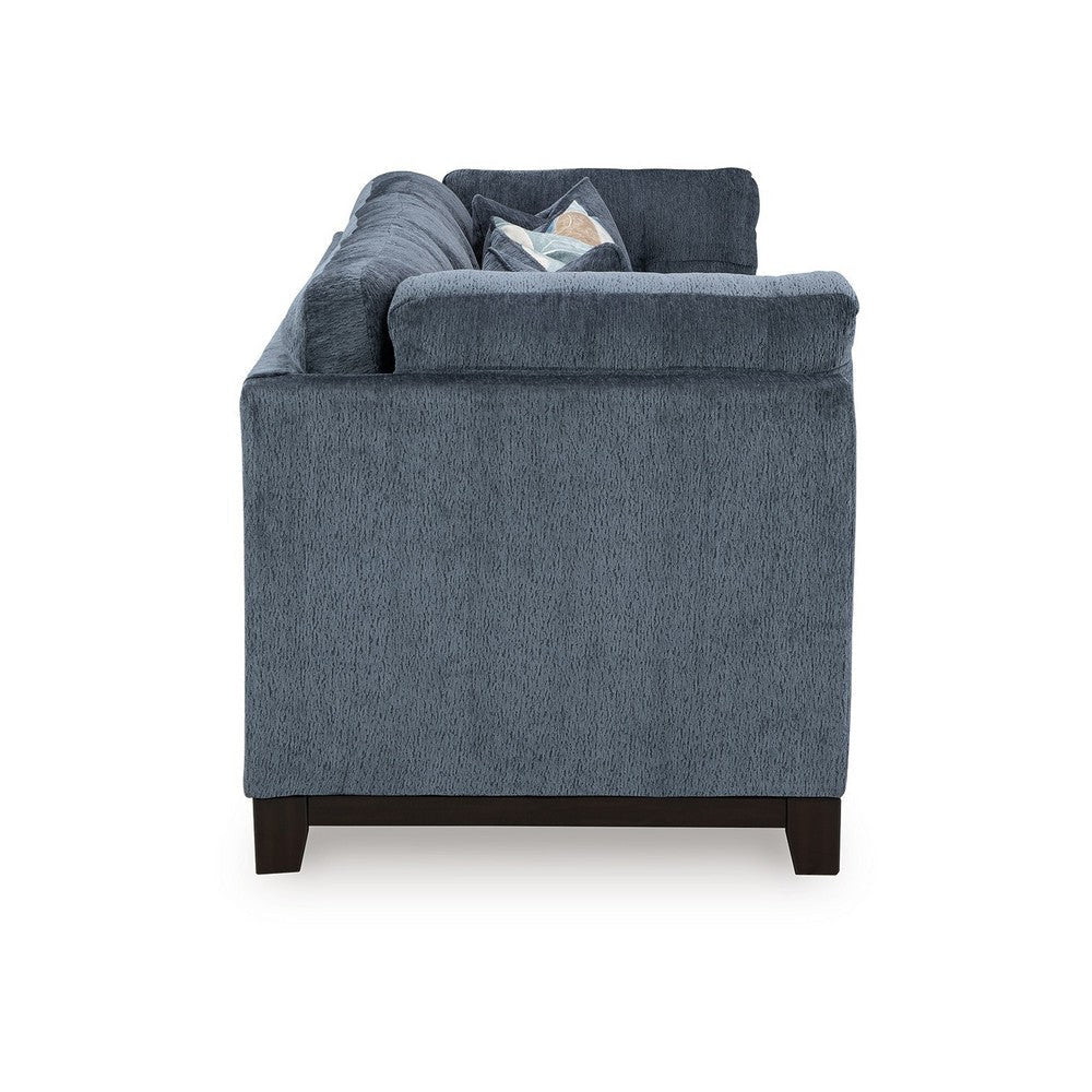 Ashley Maxo Sofa | 100’’ Tufted Rich Blue Polyester | 5 Accent Throw Pillows BM332963
