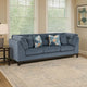 Ashley Maxo Sofa | 100" Tufted Rich Blue Polyester | 5 Accent Throw Pillows