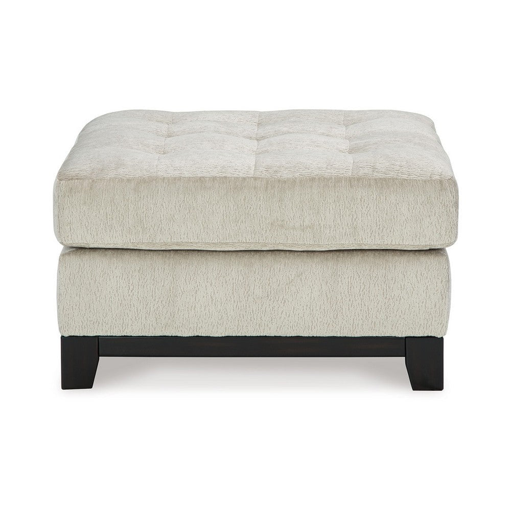 Ashley Maxo Accent Ottoman | 36’’ Square Plush Tufted Seat | Ivory Polyester BM332964