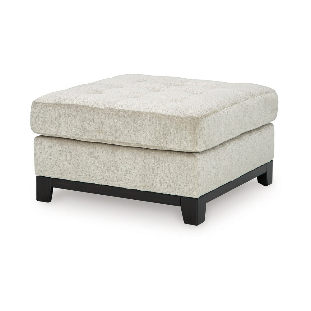 Ashley Maxo Accent Ottoman | 36’’ Square Plush Tufted Seat | Ivory Polyester BM332964