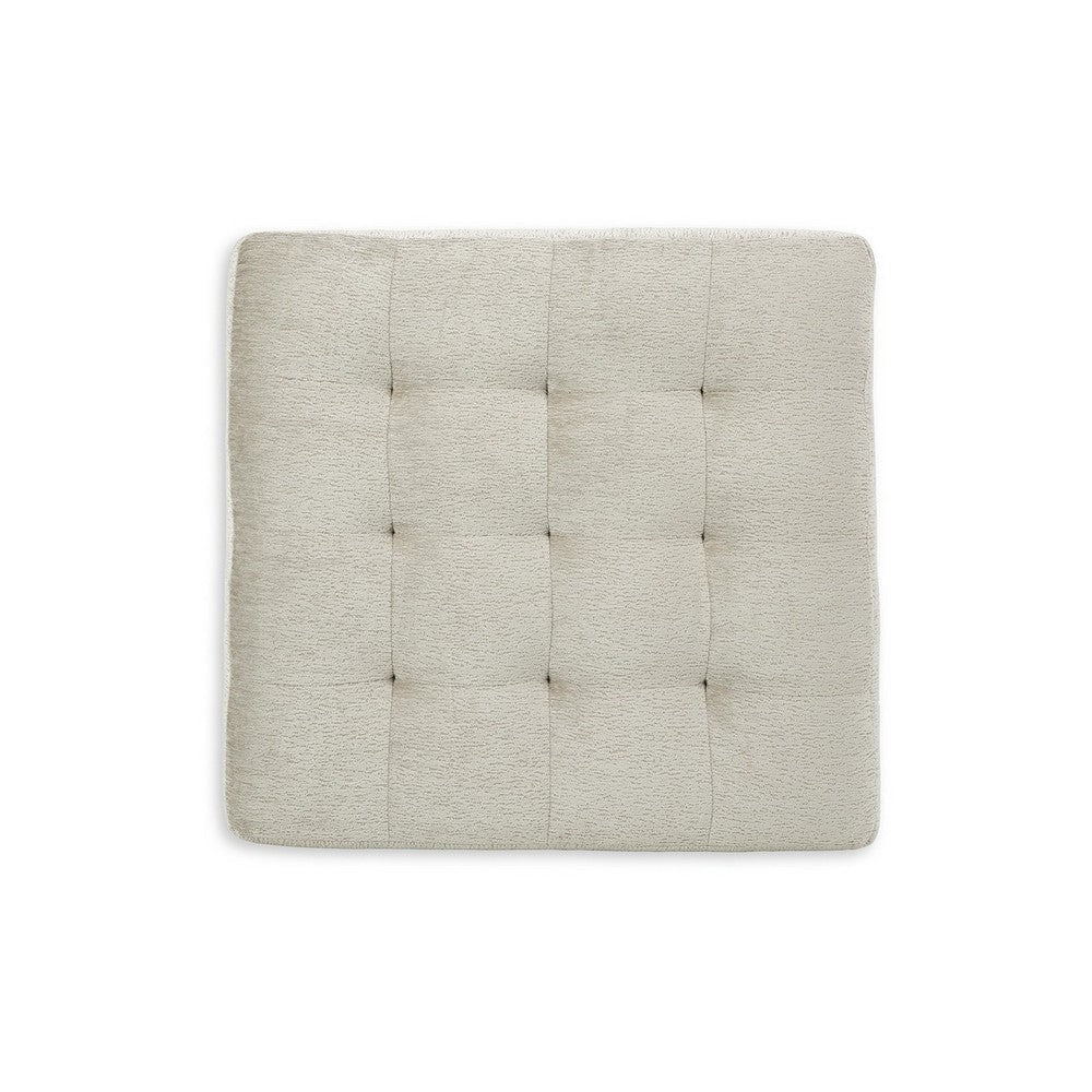 Ashley Maxo Accent Ottoman | 36’’ Square Plush Tufted Seat | Ivory Polyester BM332964