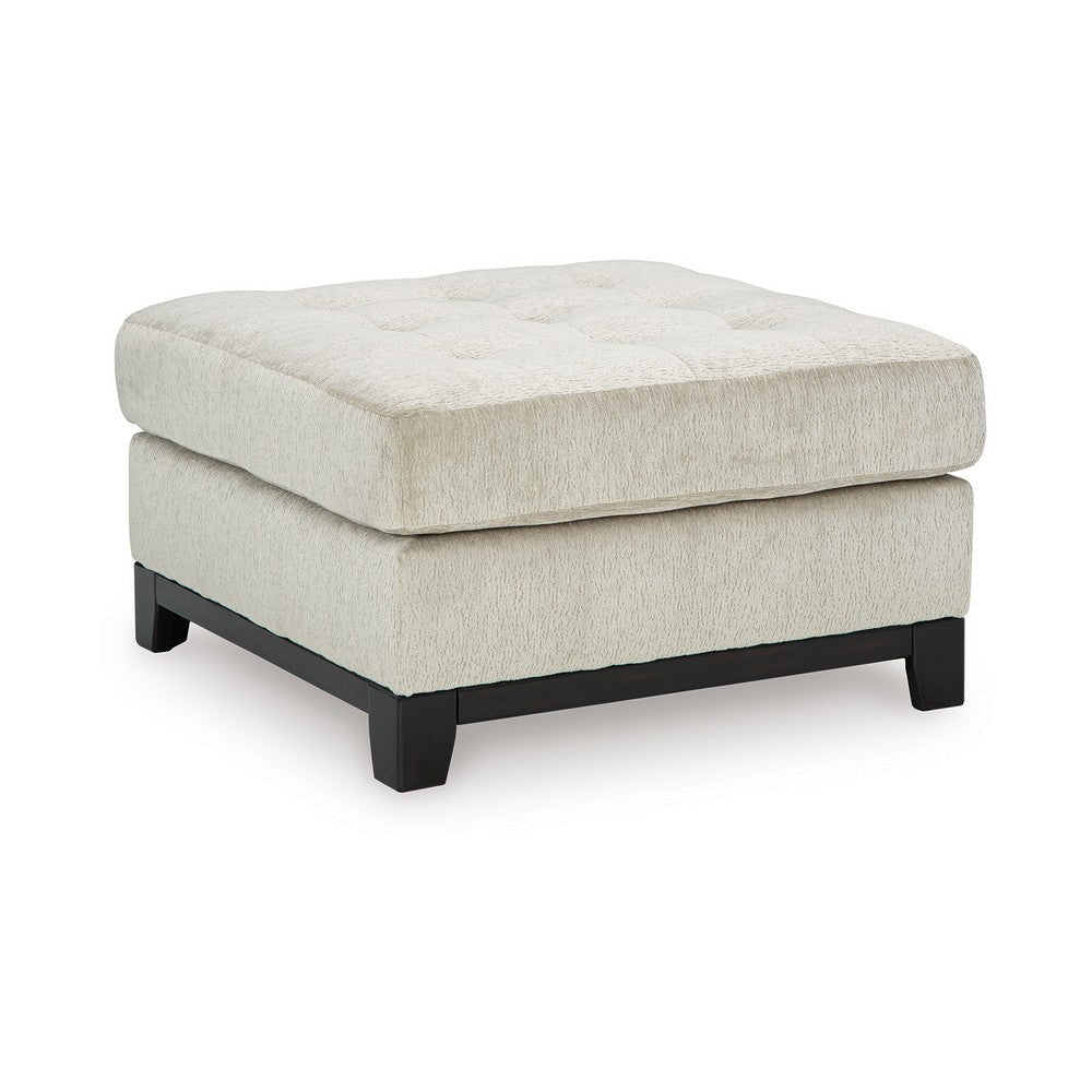 Ashley Maxo Accent Ottoman | 36" Square Plush Tufted Seat | Ivory Polyester