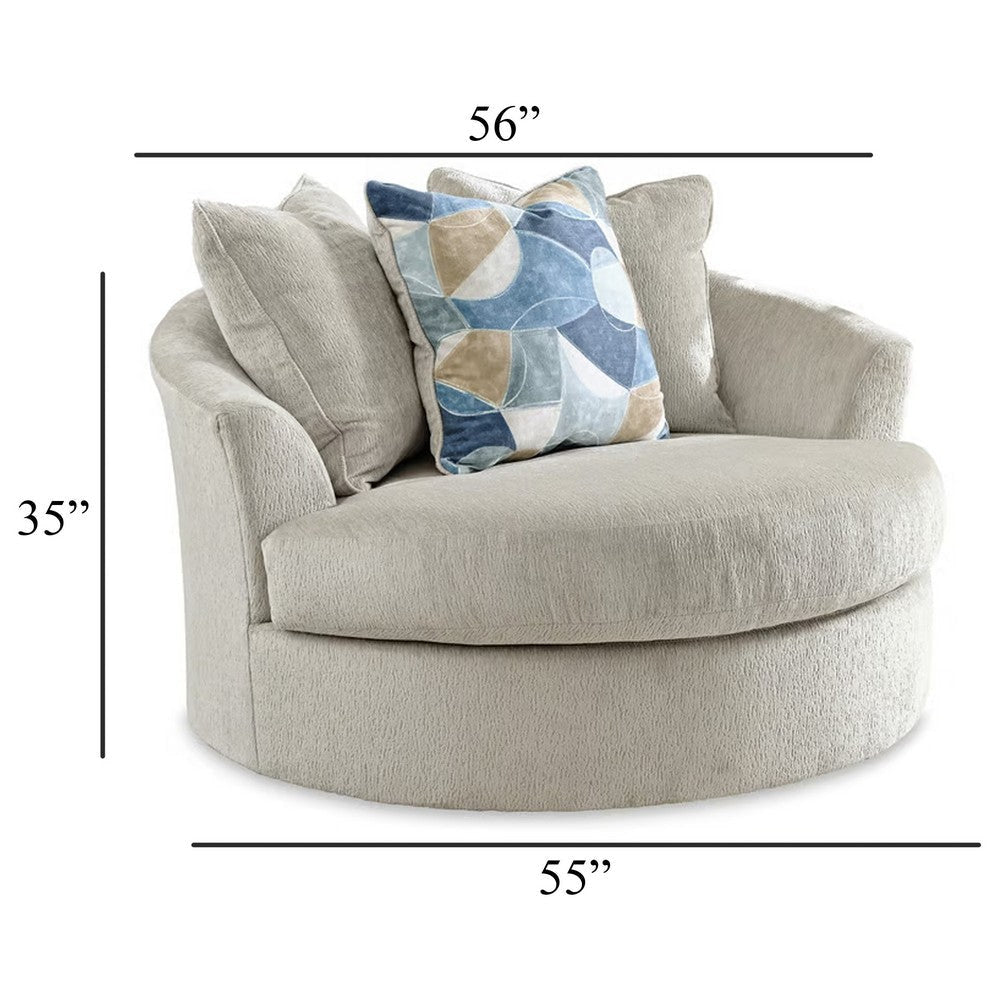 Ashley Maxo Accent Chair | 56’’ | 360 Swivel | 3 Accent Throw Pillows | Ivory BM332965